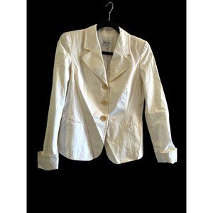 Armani Collection Made In Italy Ivory Shoulder Pads Blazer Cotton Elastane, 4